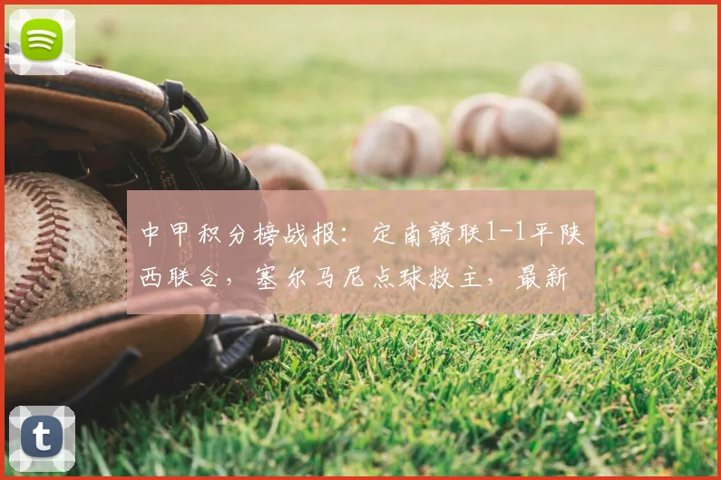 中甲积分榜战报：定南赣联1-1平陕西联合，塞尔马尼点球救主，最新排名解析